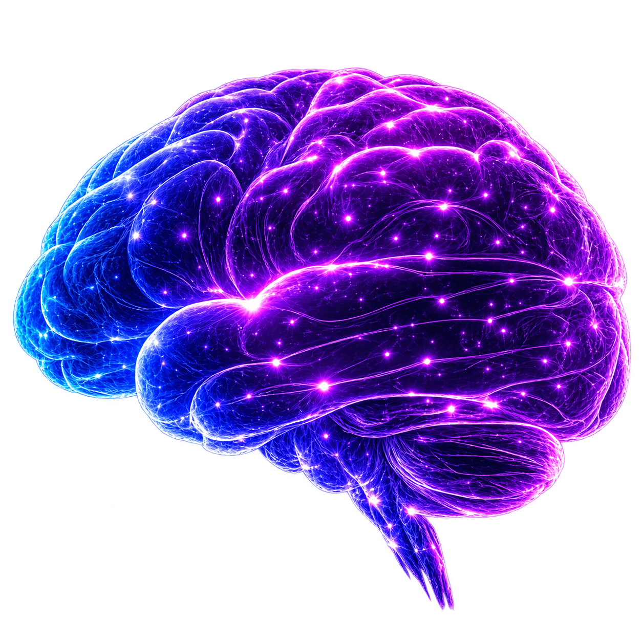 Glowing purple and blue brain
